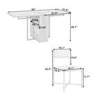 Ensemble de table à manger 5 pièces, table de cuisine moderne et compacte extensible de 80 à 160 cm avec étagère de rangement et 4 chaises de salle à manger rembourrées pour petits espaces