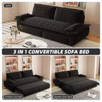 Whisen Canapé-lit convertible 3 en 1 en velours Queen, causeuse convertible