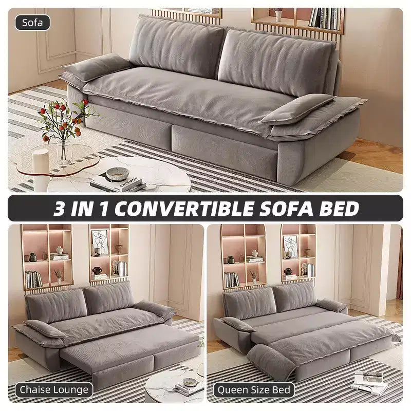 Whisen Canapé-lit convertible 3 en 1 en velours Queen, causeuse convertible