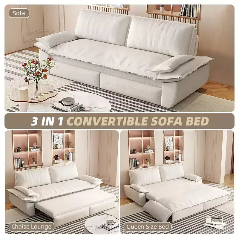 Whisen Canapé-lit convertible 3 en 1 en velours Queen, causeuse convertible