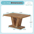 TUYOHW Table de Salle à Manger de Ferme pour 4 à 6 Personnes, Table de Cuisine Rectangulaire avec Plateau Épais de 4 cm et Support Triangulaire, 120 cm de Long, Noyer+Marron