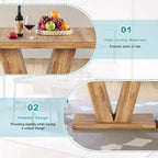 TUYOHW Table de Salle à Manger de Ferme pour 4 à 6 Personnes, Table de Cuisine Rectangulaire avec Plateau Épais de 4 cm et Support Triangulaire, 120 cm de Long, Noyer+Marron