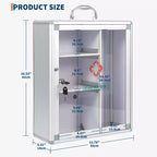 Armoire à pharmacie murale avec serrure à combinaison et poignée de verrouillage, armoire de premiers secours portable à monter au mur avec autocollant