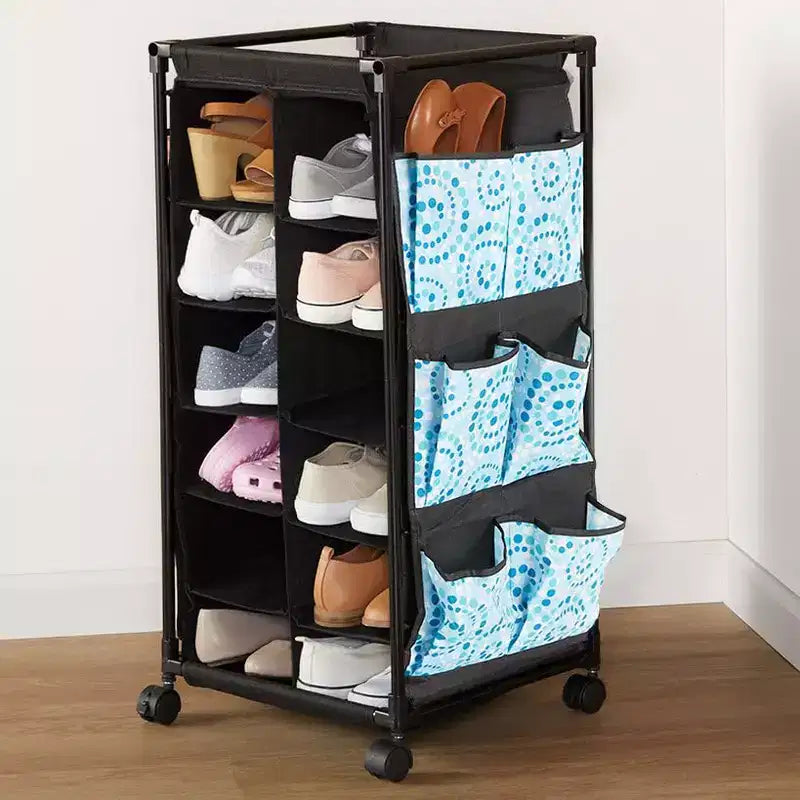 Collection Lakeside : Rangement à chaussures roulant avec casiers en tissu - Printemps -