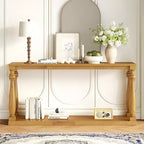 Table console effet bois vintage, pieds vasque, étagère inférieure, pour entrée, couloir, salon, chambre à coucher