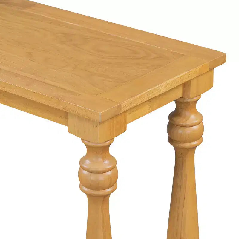 Table console effet bois vintage, pieds vasque, étagère inférieure, pour entrée, couloir, salon, chambre à coucher