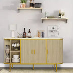 Buffet-bahut moderne du milieu du siècle, 59 pouces, meuble de rangement cannelé avec pieds en métal, table console pour salle à manger, salon, entrée