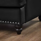 Canapé trois places moderne MAYEERTY 83 avec clous, revêtement en similicuir imitation peau de vache, pour salon, noir