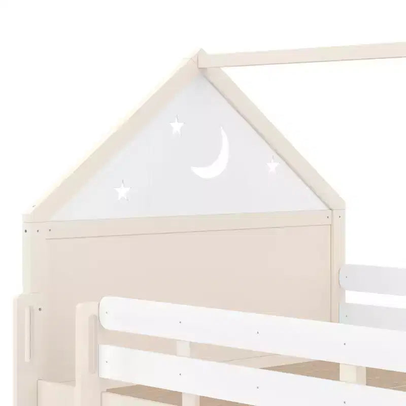 Bellemave Lit mezzanine pour enfants avec toboggan et étagère, cadre de lit mezzanine en bois massif avec échelle convertible pour enfants, cabane de jeu