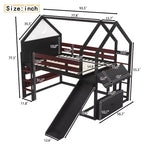 Bellemave Lit mezzanine pour enfants avec toboggan et étagère, cadre de lit mezzanine en bois massif avec échelle convertible pour enfants, cabane de jeu
