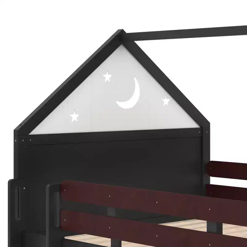 Bellemave Lit mezzanine pour enfants avec toboggan et étagère, cadre de lit mezzanine en bois massif avec échelle convertible pour enfants, cabane de jeu