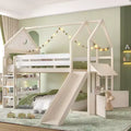 Bellemave Lit mezzanine pour enfants avec toboggan et étagère, cadre de lit mezzanine en bois massif avec échelle convertible pour enfants, cabane de jeu