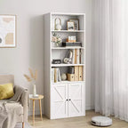 2 bibliothèques de 181 cm de haut avec 6 étagères, style ferme avec 4 portes, pour le salon et le bureau à domicile, montage facile