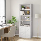 2 bibliothèques de 181 cm de haut avec 6 étagères, style ferme avec 4 portes, pour le salon et le bureau à domicile, montage facile