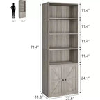 2 bibliothèques de 181 cm de haut avec 6 étagères, style ferme avec 4 portes, pour le salon et le bureau à domicile, montage facile