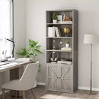 2 bibliothèques de 181 cm de haut avec 6 étagères, style ferme avec 4 portes, pour le salon et le bureau à domicile, montage facile