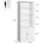 2 bibliothèques de 181 cm de haut avec 6 étagères, style ferme avec 4 portes, pour le salon et le bureau à domicile, montage facile