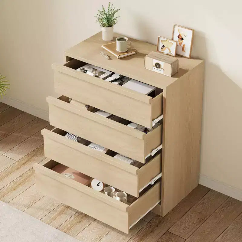 Commode à 4 tiroirs pour chambre à coucher, Table de chevet à 4 tiroirs avec grand espace de rangement, Petite table de chevet pour salon, chambre d'enfant, entrée