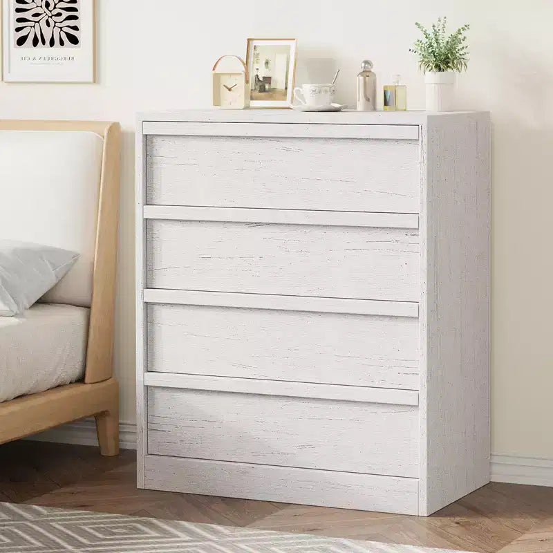 Commode à 4 tiroirs pour chambre à coucher, Table de chevet à 4 tiroirs avec grand espace de rangement, Petite table de chevet pour salon, chambre d'enfant, entrée