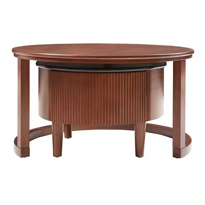 Tables basses gigognes rondes, de style rétro avec rainures et tiroir, pour chambre, salon, salle à manger
