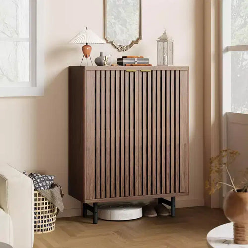 Meuble à chaussures 6 niveaux avec portes, Organisateur de rangement pour 24 paires, Meuble de rangement moderne de style ferme pour entrée ou couloir, Meuble de rangement dissimulé