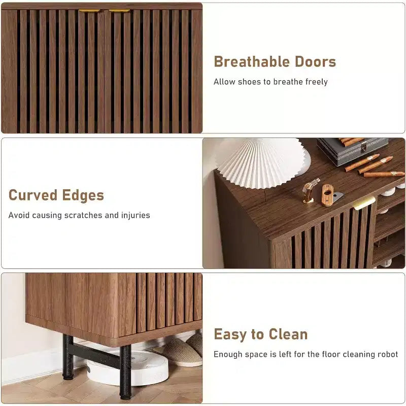Meuble à chaussures 6 niveaux avec portes, Organisateur de rangement pour 24 paires, Meuble de rangement moderne de style ferme pour entrée ou couloir, Meuble de rangement dissimulé