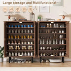 Meuble à chaussures 6 niveaux avec portes, Organisateur de rangement pour 24 paires, Meuble de rangement moderne de style ferme pour entrée ou couloir, Meuble de rangement dissimulé