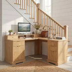 Bureau de direction 59, bureau d'angle à domicile avec station de charge, bureau d'ordinateur en bois pour l'étude, table de conférence pour le salon