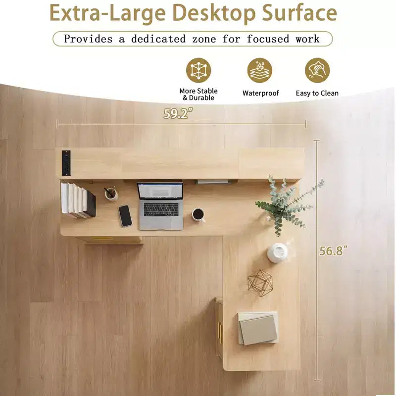 Bureau de direction 59, bureau d'angle à domicile avec station de charge, bureau d'ordinateur en bois pour l'étude, table de conférence pour le salon