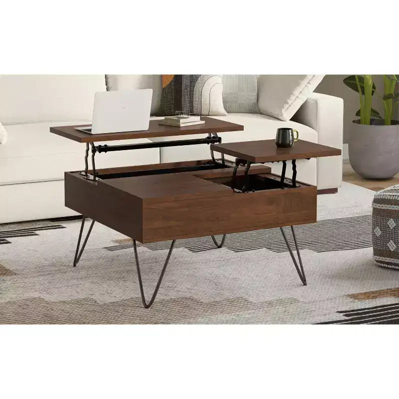 Table basse relevable carrée industrielle 32 pouces Moreno