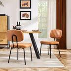 Lot de 2 chaises de salle à manger Okak de style Mid-Century, chaises de salle à manger rembourrées en similicuir, chaises de cuisine pour salon