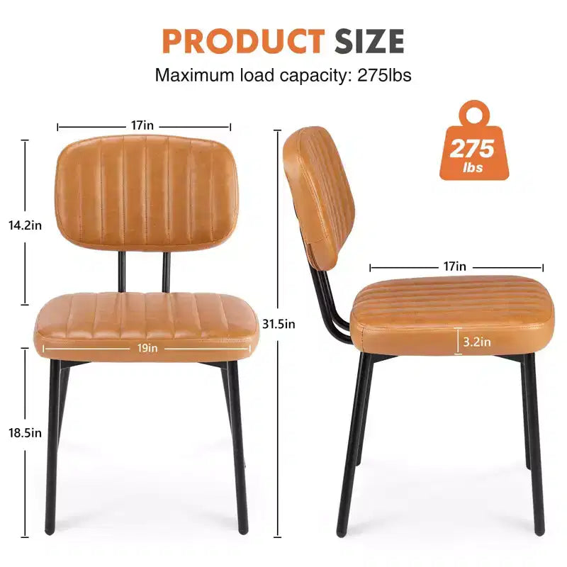 Lot de 2 chaises de salle à manger Okak de style Mid-Century, chaises de salle à manger rembourrées en similicuir, chaises de cuisine pour salon