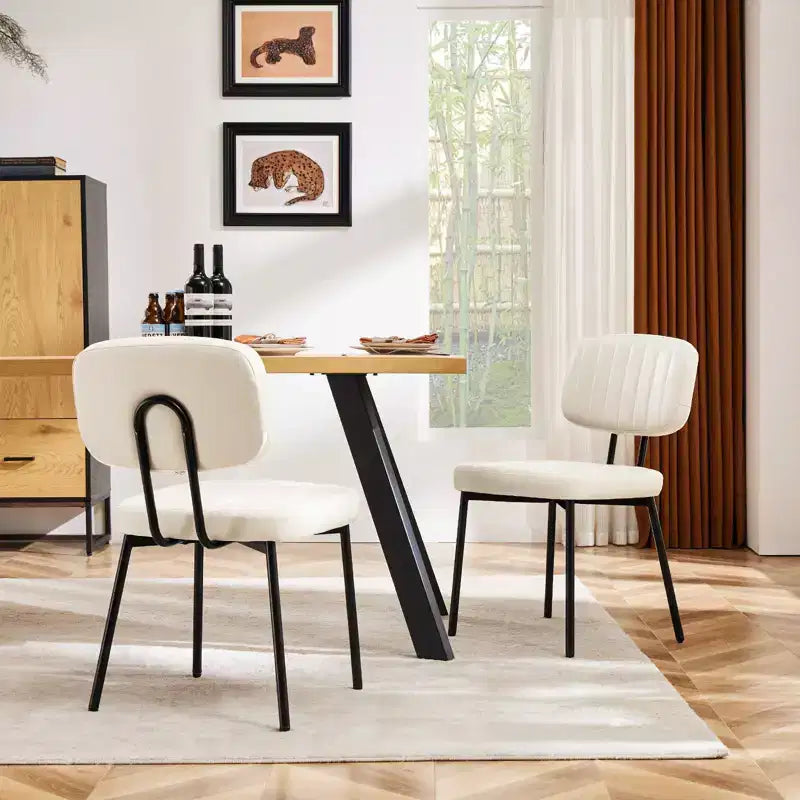 Lot de 2 chaises de salle à manger Okak de style Mid-Century, chaises de salle à manger rembourrées en similicuir, chaises de cuisine pour salon