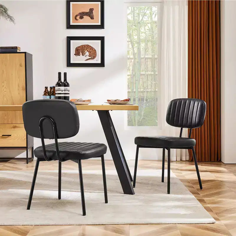 Lot de 2 chaises de salle à manger Okak de style Mid-Century, chaises de salle à manger rembourrées en similicuir, chaises de cuisine pour salon