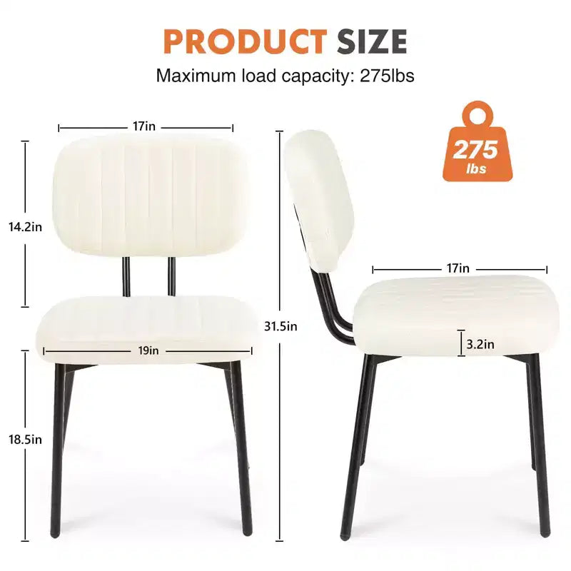 Lot de 2 chaises de salle à manger Okak de style Mid-Century, chaises de salle à manger rembourrées en similicuir, chaises de cuisine pour salon