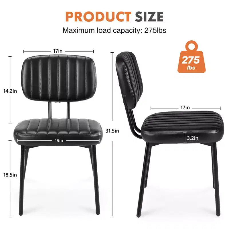 Lot de 2 chaises de salle à manger Okak de style Mid-Century, chaises de salle à manger rembourrées en similicuir, chaises de cuisine pour salon