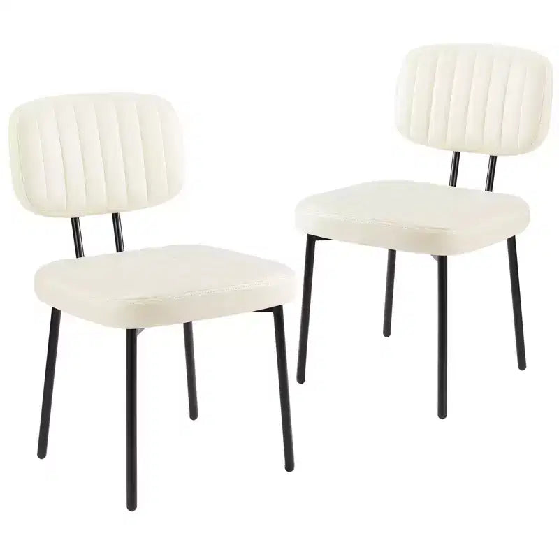 Lot de 2 chaises de salle à manger Okak de style Mid-Century, chaises de salle à manger rembourrées en similicuir, chaises de cuisine pour salon