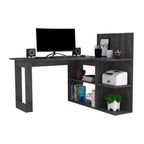 Bureau d'ordinateur TUYOHW, bureau en forme de L avec quatre étagères, bureau d'angle avec plusieurs niveaux d'étagères ouvertes, espace de travail étendu pour le bureau à domicile, l'étude