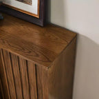 JVNOXK Buffet de style médiéval de 31 pouces avec deux portes coulissantes et garniture en bois massif, convient aux salons et cuisines, finition noyer