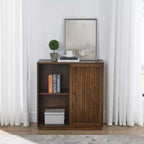 JVNOXK Buffet de style médiéval de 31 pouces avec deux portes coulissantes et garniture en bois massif, convient aux salons et cuisines, finition noyer