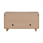 JVNOXK Buffet moderne à 4 portes en MDF et placage de frêne, doté de poignées métalliques et de finitions naturelles, parfait pour les salles à manger