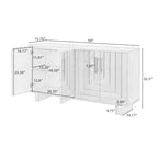JVNOXK Buffet moderne à 4 portes en MDF et placage de frêne, doté de poignées métalliques et de finitions naturelles, parfait pour les salles à manger
