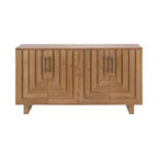 JVNOXK Buffet moderne à 4 portes en MDF et placage de frêne, doté de poignées métalliques et de finitions naturelles, parfait pour les salles à manger