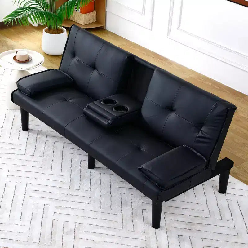 TUYOHW Convertible Sofa Bed,67 Modern Futon Sofa Bed with Cup Holder,Sleeper Couch for Small Spaces,Apartments & Offices