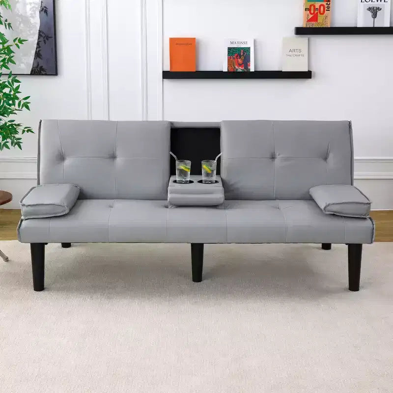 TUYOHW Canapé-lit convertible, canapé-lit futon moderne 67" avec porte-gobelet, canapé-lit pour petits espaces, appartements et bureaux