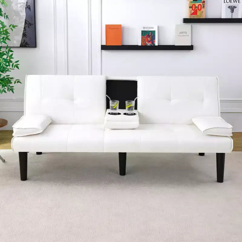 TUYOHW Canapé-lit convertible, canapé-lit futon moderne 67" avec porte-gobelet, canapé-lit pour petits espaces, appartements et bureaux
