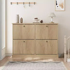 Meuble à chaussures avec 4 tiroirs basculants, organisateur de chaussures moderne et étroit avec étagères réglables, meuble à chaussures pour entrée, salon, couloir