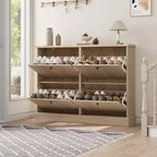 Meuble à chaussures avec 4 tiroirs basculants, organisateur de chaussures moderne et étroit avec étagères réglables, meuble à chaussures pour entrée, salon, couloir