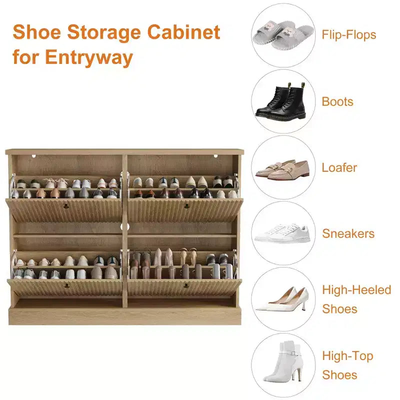 Meuble à chaussures avec 4 tiroirs basculants, organisateur de chaussures moderne et étroit avec étagères réglables, meuble à chaussures pour entrée, salon, couloir