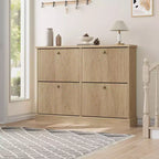 Meuble à chaussures avec 4 tiroirs basculants, organisateur de chaussures moderne et étroit avec étagères réglables, meuble à chaussures pour entrée, salon, couloir